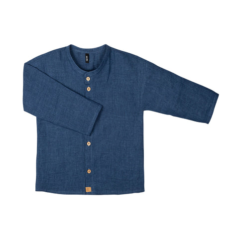 Hemd aus Leinen (Kids-Shirt Leinen), Steel Blue - Pure Pure by Bauer