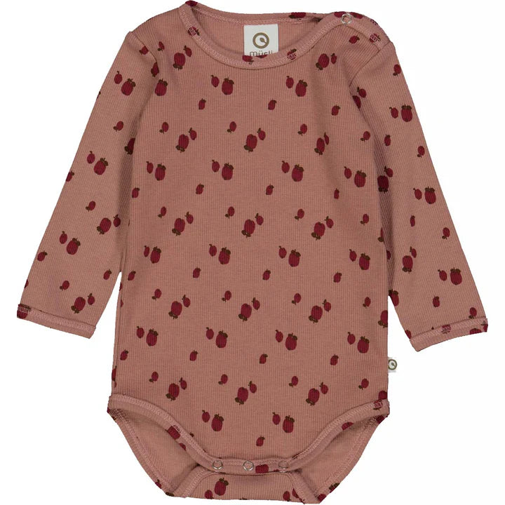 Langarm-Body (Apple l/s Body) mit Apfel-Print - Müsli by Green Cotton