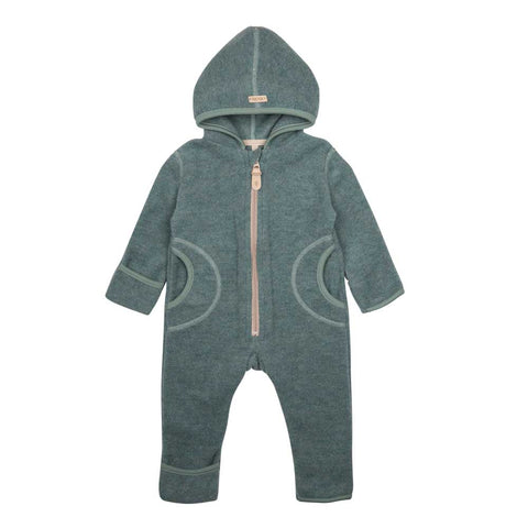 Baby-Overall aus Wolle/Baumwolle (Fleece), Salbei - Pure Pure by Bauer