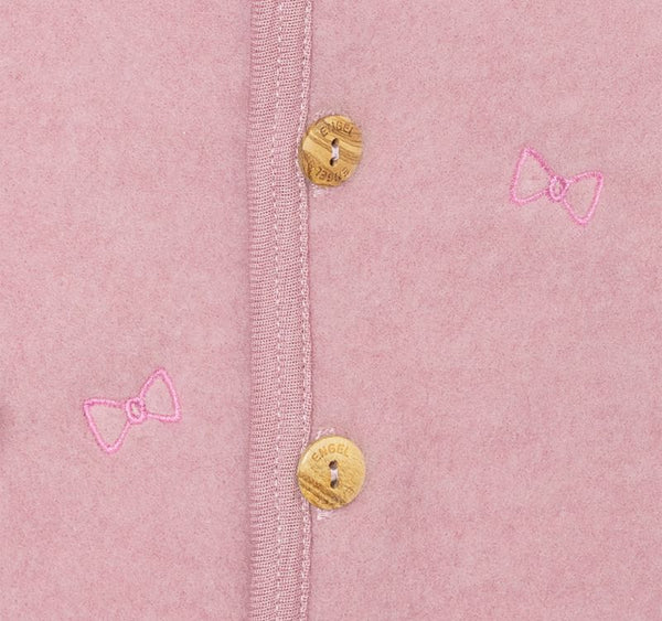Limitiert! Babyjacke/Kinderjacke, Wollfleece, bestickt,  Rosenholz Melange (Rosa) - Engel