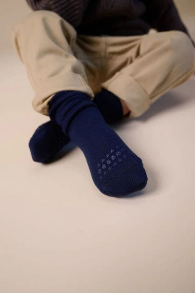 Rutschfeste Socken Merinowolle, Midnight Blue - GoBabyGo