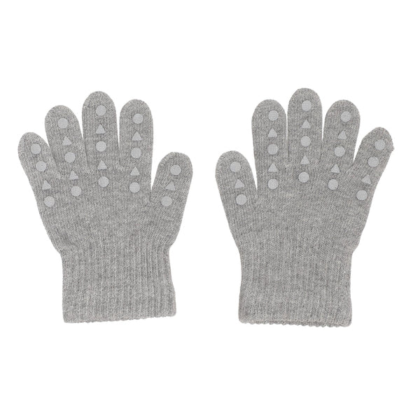 Rutschfeste Fingerhandschuhe aus Baumwolle, Grey Melange - GoBabyGo