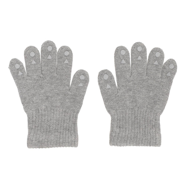 Rutschfeste Fingerhandschuhe aus Baumwolle, Grey Melange - GoBabyGo