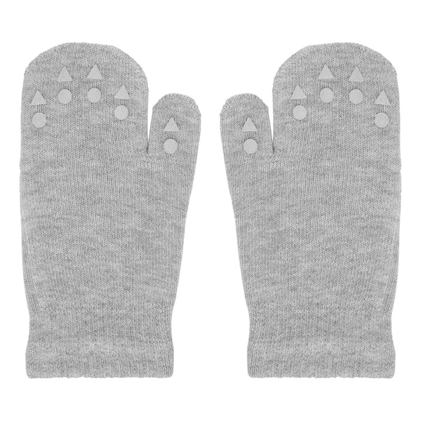 Rutschfeste Fäustlinge (Handschuhe) aus Baumwolle, Grey Melange (Hellgrau Melange) - GoBabyGo