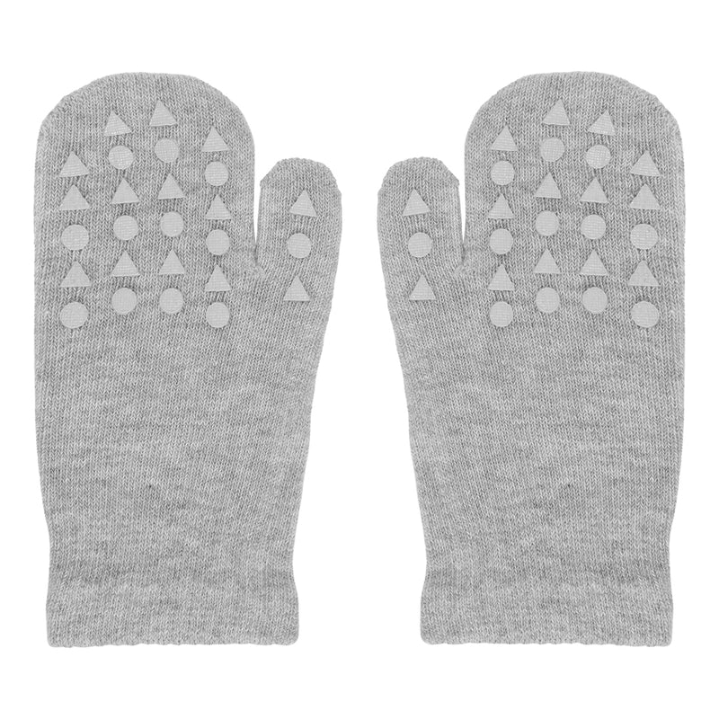 Rutschfeste Fäustlinge (Handschuhe) aus Baumwolle, Grey Melange (Hellgrau Melange) - GoBabyGo