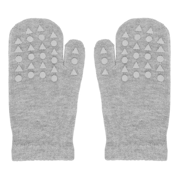 Rutschfeste Fäustlinge (Handschuhe) aus Baumwolle, Grey Melange (Hellgrau Melange) - GoBabyGo