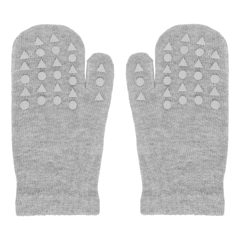 Rutschfeste Fäustlinge (Handschuhe) aus Baumwolle, Grey Melange (Hellgrau Melange) - GoBabyGo