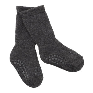 Rutschfeste Socken aus Baumwolle, Dark Grey Melange - GoBabyGo