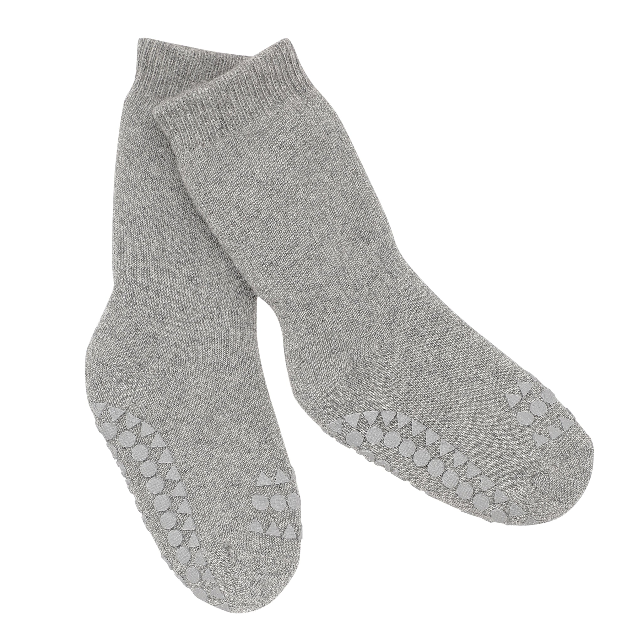 Rutschfeste Socken aus Baumwolle, Grau Melange - GoBabyGo