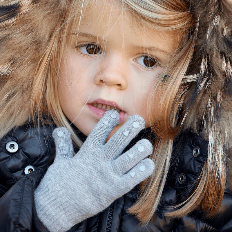 Rutschfeste Fingerhandschuhe aus Baumwolle, Grey Melange - GoBabyGo