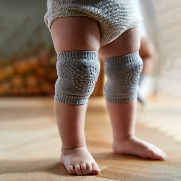 Anti-Rutsch-Knieschoner für Babys aus Baumwolle, Grey Melange (Hellgrau Meliert) - GoBabyGo (Kopie)