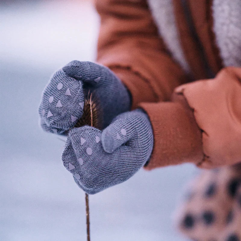 Rutschfeste Fäustlinge (Handschuhe) aus Baumwolle, Grey Melange (Hellg – Lykkehus Starnberg