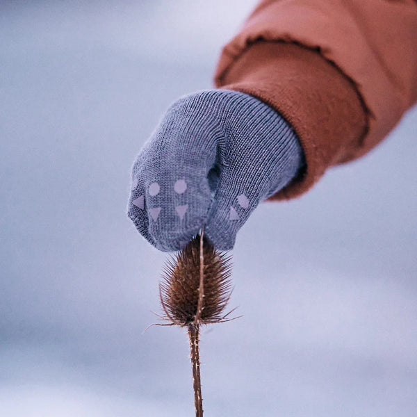 Rutschfeste Fäustlinge (Handschuhe) aus Baumwolle, Grey Melange (Hellgrau Melange) - GoBabyGo