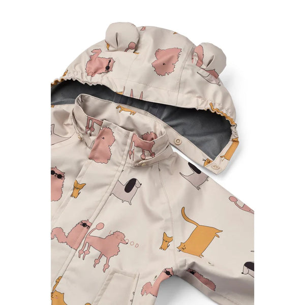 Regenbekleidungs-Set "Manu" (Jacke/Latzhose), Cats and Dogs/Sandy - Liewood