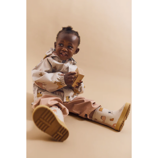 Regenbekleidungs-Set "Manu" (Jacke/Latzhose), Cats and Dogs/Sandy - Liewood