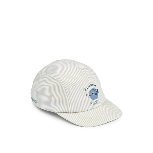 Kappe "Rory Seersucker", Pfefferminz gestreift mit Fisch-Stickerei  (Rory Seersucker Cap  Peppermint/Sandy) - Liewood