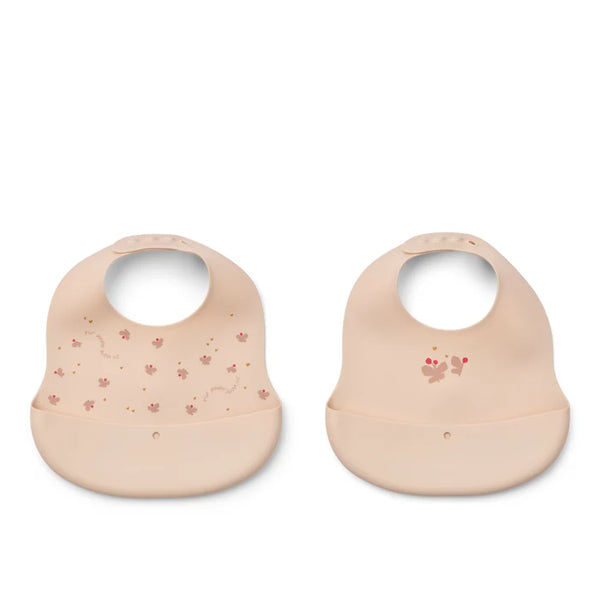 Bedruckte Lätzchen "Ember", 2er-Pack, Mini Butterfly / Apple Blossom (Ember Printed Bib) - Liewood