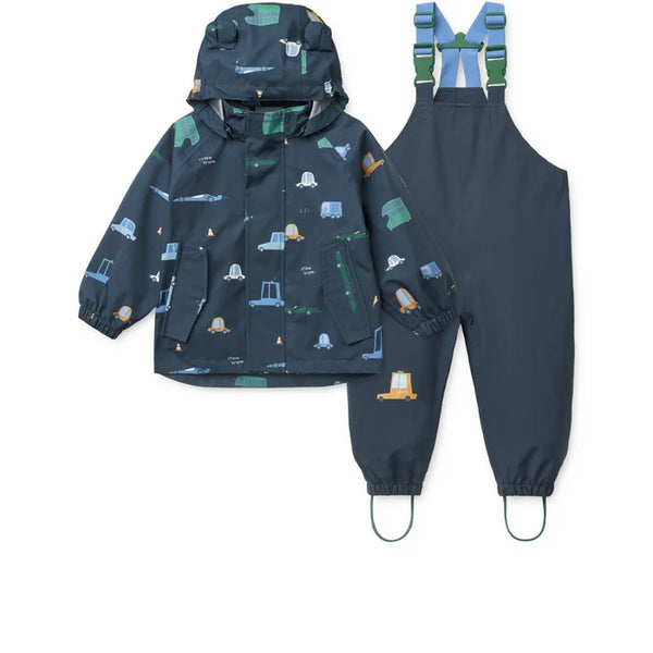 Regenbekleidungs-Set "Manu" (Jacke/Latzhose), Cars/Classic Navy - Liewood