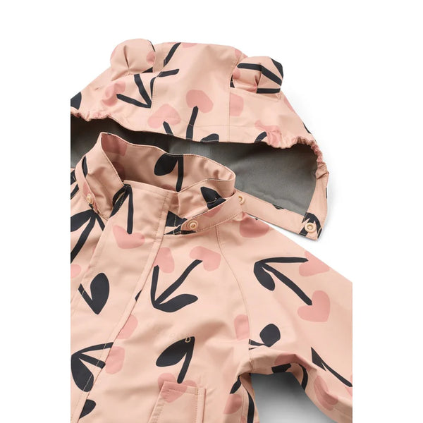 Regenbekleidungs-Set "Manu" (Jacke/Latzhose), Mega Cherry Heart/Rosey Mix - Liewood