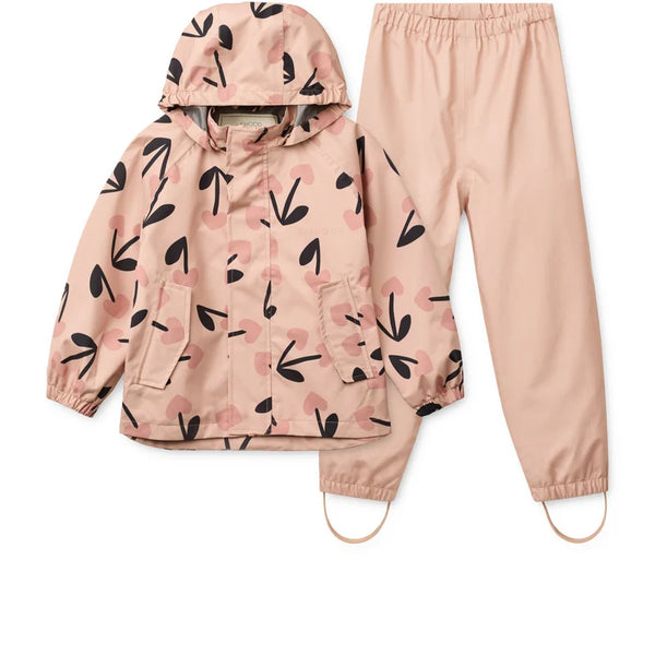 Regenbekleidungs-Set "Pedia" (Jacke/Hose), Mega Cherry Heart/Rosey Mix- Liewood