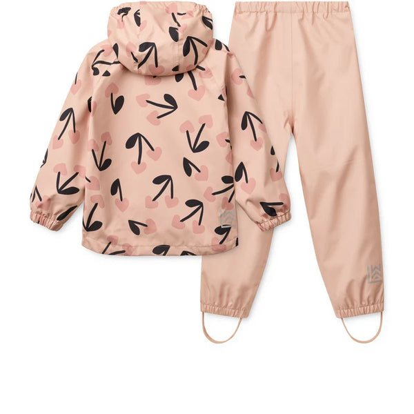 Regenbekleidungs-Set "Pedia" (Jacke/Hose), Mega Cherry Heart/Rosey Mix- Liewood