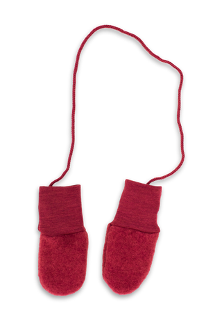 Baby-Handschuhe (Fäustlinge) aus Wollfleece, Jaspis Melange (Rot) - Engel