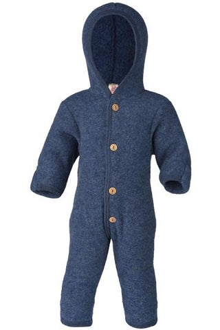 Overall aus Wollfleece, Blau Melange - Engel