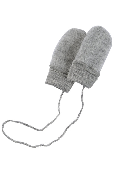Baby-Handschuhe (Fäustlinge) aus Wollfleece, Hellgrau Melange - Engel