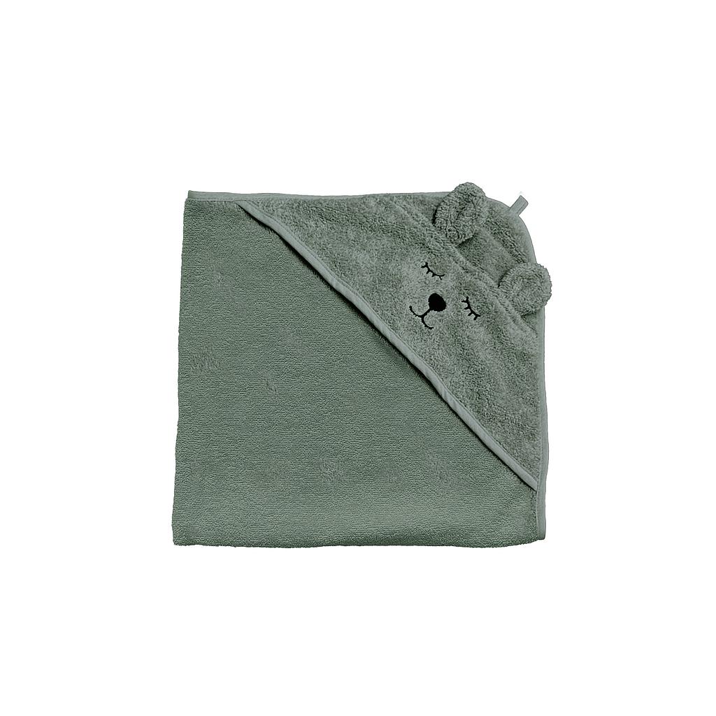 Badetuch mit Kapuze, Eisbär, grün - Kikadu