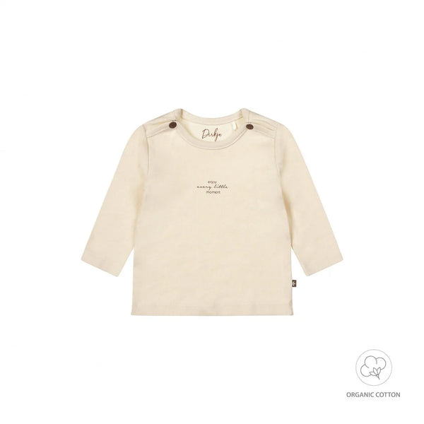 Langarmshirt (Longsleeve) (unisex), Cremefarben mit kleinem Print - Dirkje