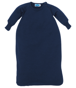 Baby-Schlafsack mit Ärmeln aus Wollfrottee (Wolle-Seide), Marineblau - Reiff