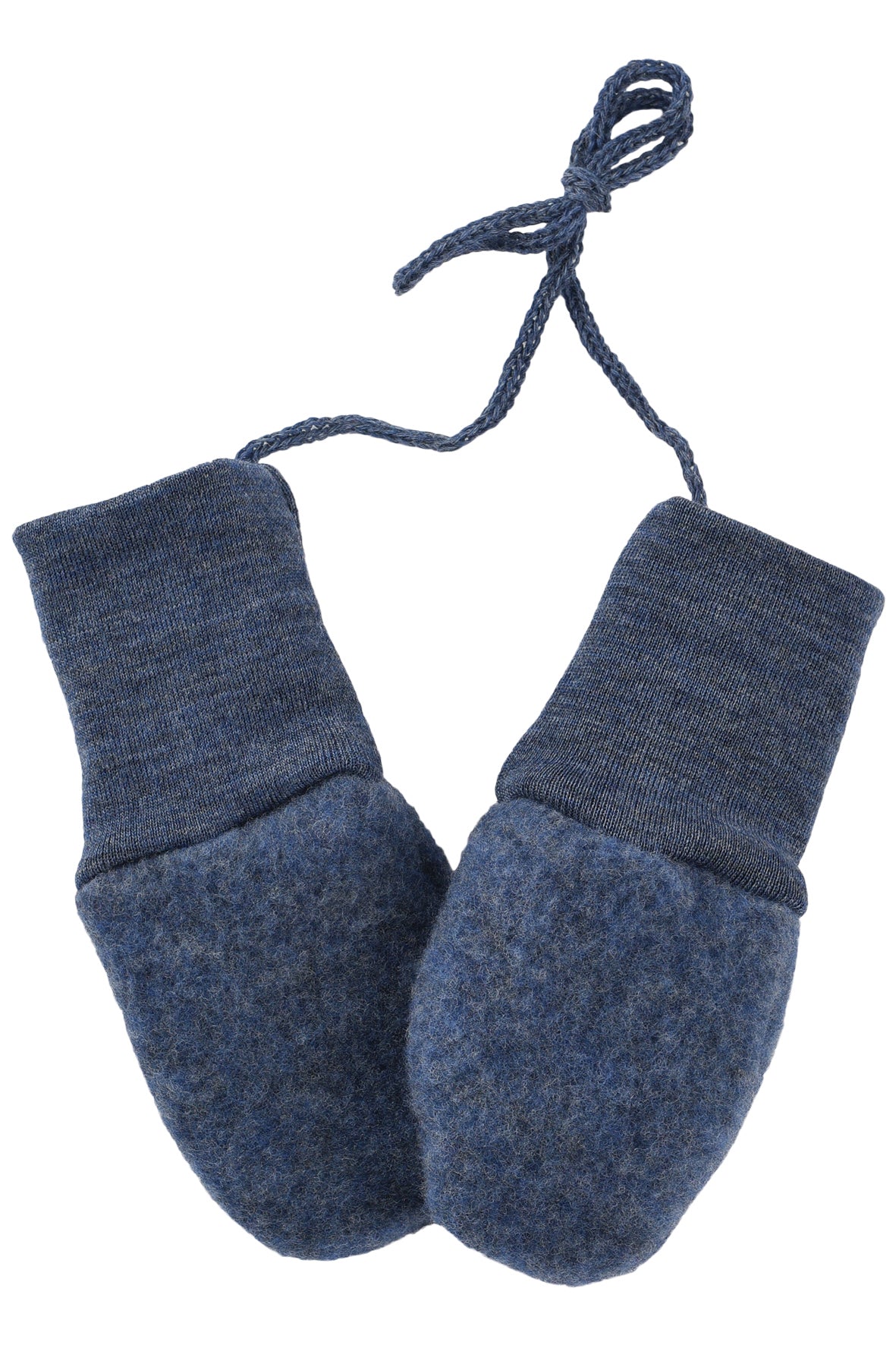 Baby-Handschuhe (Fäustlinge) aus Wollfleece, Blau Melange - Engel